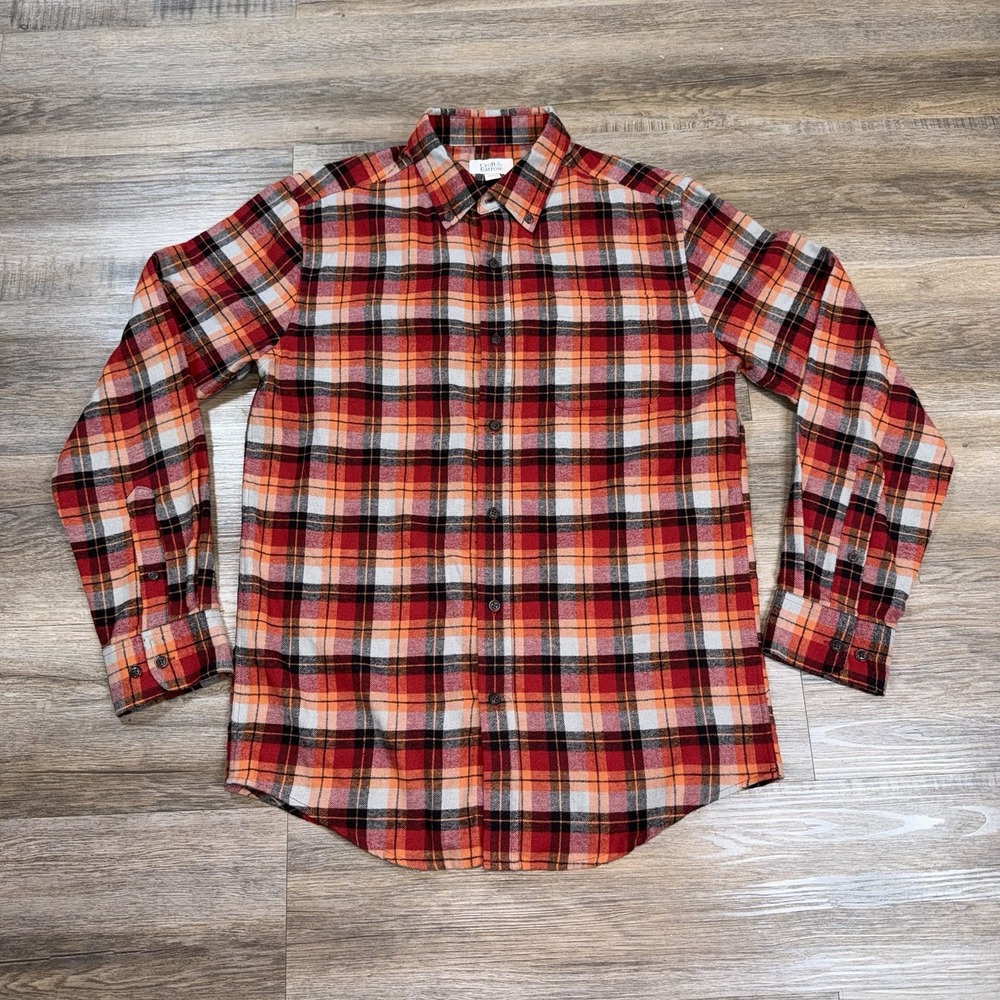 Croft & Barrow Shirt Mens Small Long Sleeve Red Black Orange Button Up RN# 73277